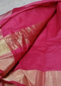 Elegant Pink Saree with Golden Border