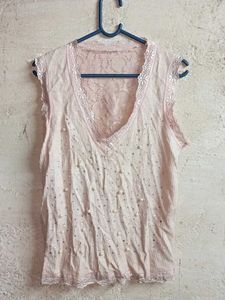 Sparkling Embellished V-Neck Top