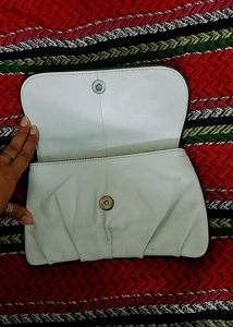 Imported Hand Made Leather White Clutch