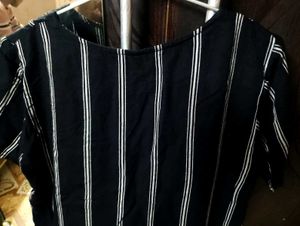 Striped Button-Up Crop Top