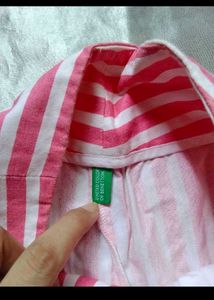 Pink Striped Cropped Trouser