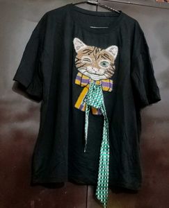 Black T-shirt  Cat 🐱Design For 38 Bust