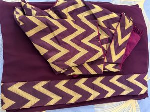 Elegant Purple Saree with Stiched Blouse