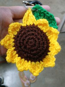 Handmade Crochet Sunflower Keychain