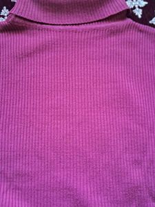 Ribbed Pink Turtleneck Sweater