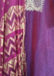 Purple Embroidered Kurti Set