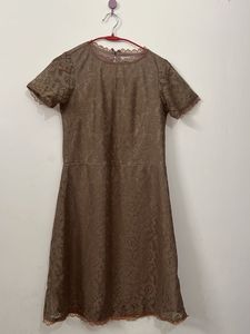 Brown Lace Midi Dress