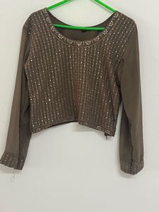 Elegant Brown Sequined Kurta Set