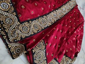 kundan work heavy border saree
