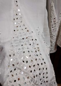 Red Chikankari Kurti Set With Sharara