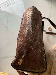 Allen Solly Brown Woven Tote Bag