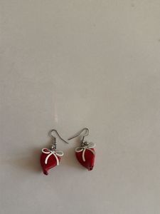 Red Bow Ribbon Earrings