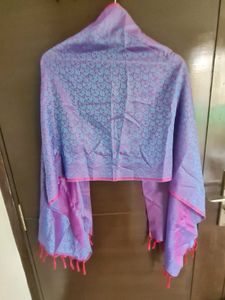 Vibrant Purple &amp; Pink Banarsi Silk Stole