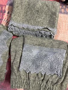 Woollen Green Suit With Shawl
