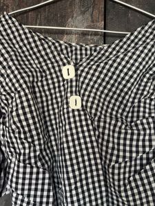 Gingham Puff Sleeve Top