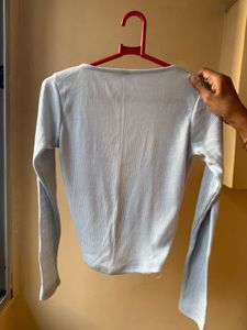 Baby Blue Wrap Crop Top