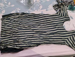Striped Kurta with Floral Embroidery