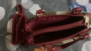 Multi-color Striped Handbag with Detachable Strap