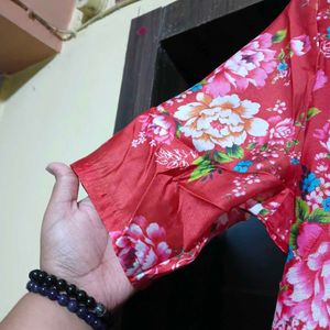 Red Floral Wrap Dress