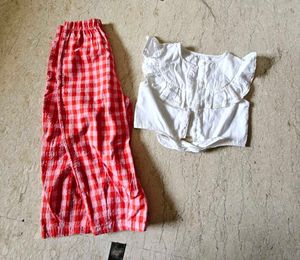 Gingham Pants and White crop top