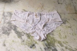 Lace Up Briefs with Floral Detail