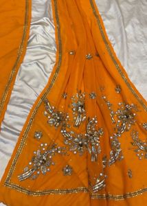 Embellished Orange Saree