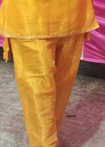 Yellow Kurta with Green Dupatta