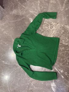 Green Mesh Long Sleeve Top