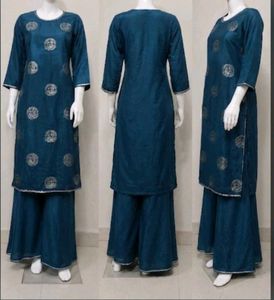 Teal Kurta Set with Dupatta,and hijabcaptriangale