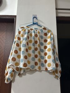 Polka Dot Button-Up Blouse