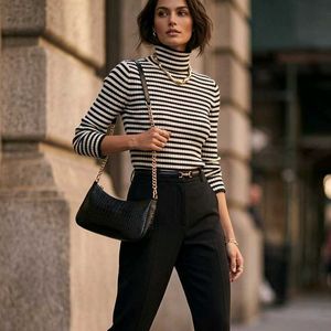 Turtleneck Top black and white