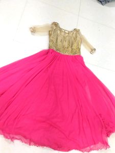 A Beautiful Long Pink , Golden Gown