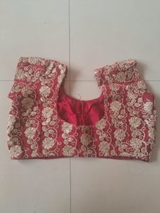 Embroidered Red Silk Blouse