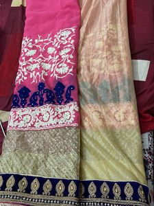 new party wear 2 in 1Embroidered Silk Saree