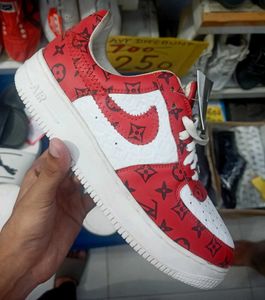 Custom Red LV Print Nike Air Force 1