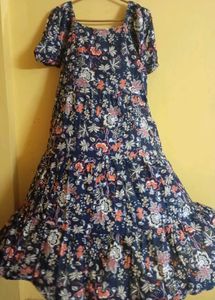 Navy Floral Print Dress