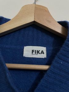 Cozy Blue V-Neck Korean Sweater