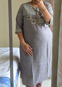 Embroidered Grey Kurta