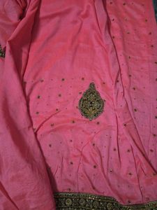 Embellished Pink &amp; Grey Saree