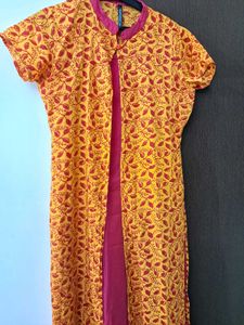 Sale On: A Line Pink Yellow Kurta