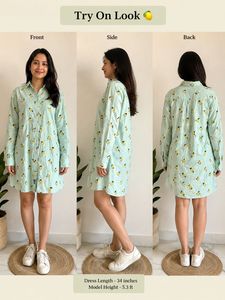 Cute Lemon Print Long Sleeve Dress