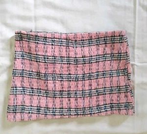 Pink Plaid Smocked Tube Top