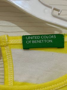 Beautiful White N Yellow Striped UCB Dress