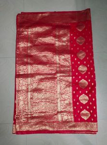 Red Pure Katan Silk Banarasi Saree