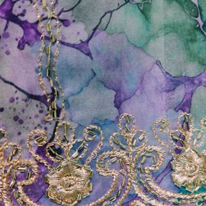 Purple Print Organza Zari Embroidered Party Wear U