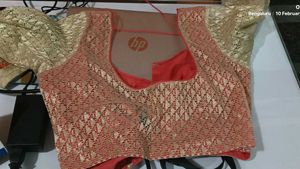 Light red embellished Saree with blouse