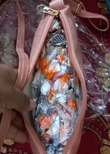Biege Pink Shaded Sling Bag