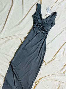 Elegant Ruched Maxi Dress.