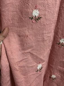 Pink Embroidered Kurta with Lace