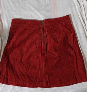 Red Corduroy Mini Skirt